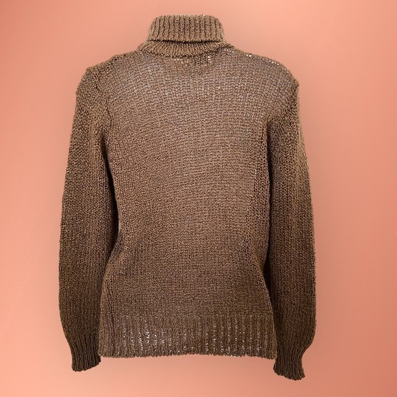 Vintage 100% Virgin Acrylic Fabre Handmade Turtleneck Brown Sweater  4 - Picture 1 of 7